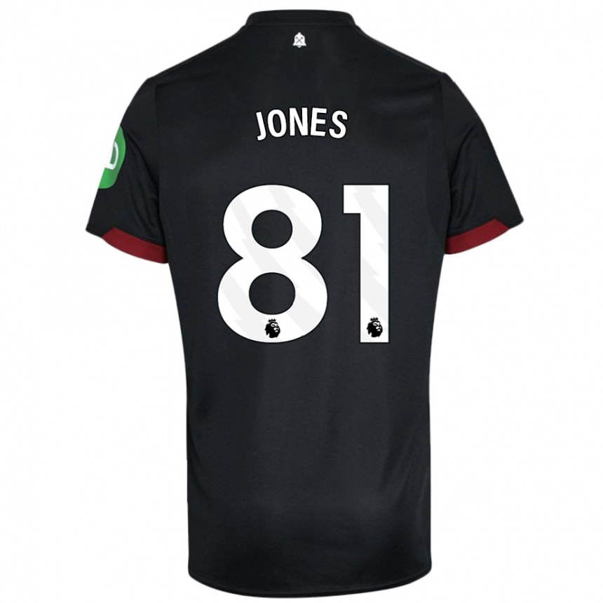 Gyermek Labdarúgás Liam Jones #81 Fekete Fehér Idegenbeli Jersey 2024/25 Mez Póló Ing