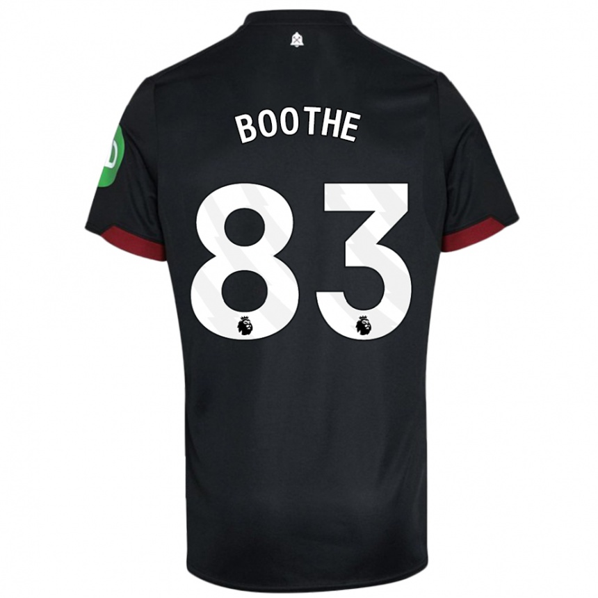 Gyermek Labdarúgás Sebastian Boothe #83 Fekete Fehér Idegenbeli Jersey 2024/25 Mez Póló Ing