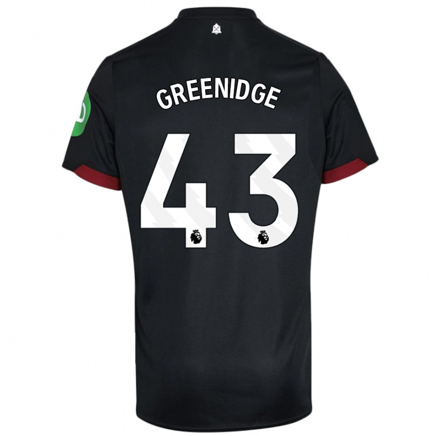 Gyermek Labdarúgás Will Greenidge #43 Fekete Fehér Idegenbeli Jersey 2024/25 Mez Póló Ing