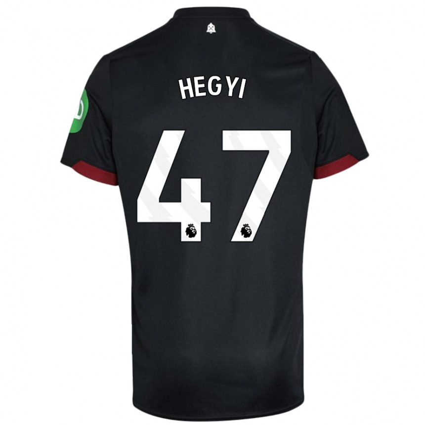 Gyermek Labdarúgás Krisztian Hegyi #47 Fekete Fehér Idegenbeli Jersey 2024/25 Mez Póló Ing