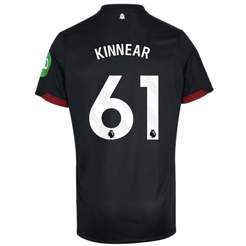 Gyermek Labdarúgás Brian Kinnear #61 Fekete Fehér Idegenbeli Jersey 2024/25 Mez Póló Ing