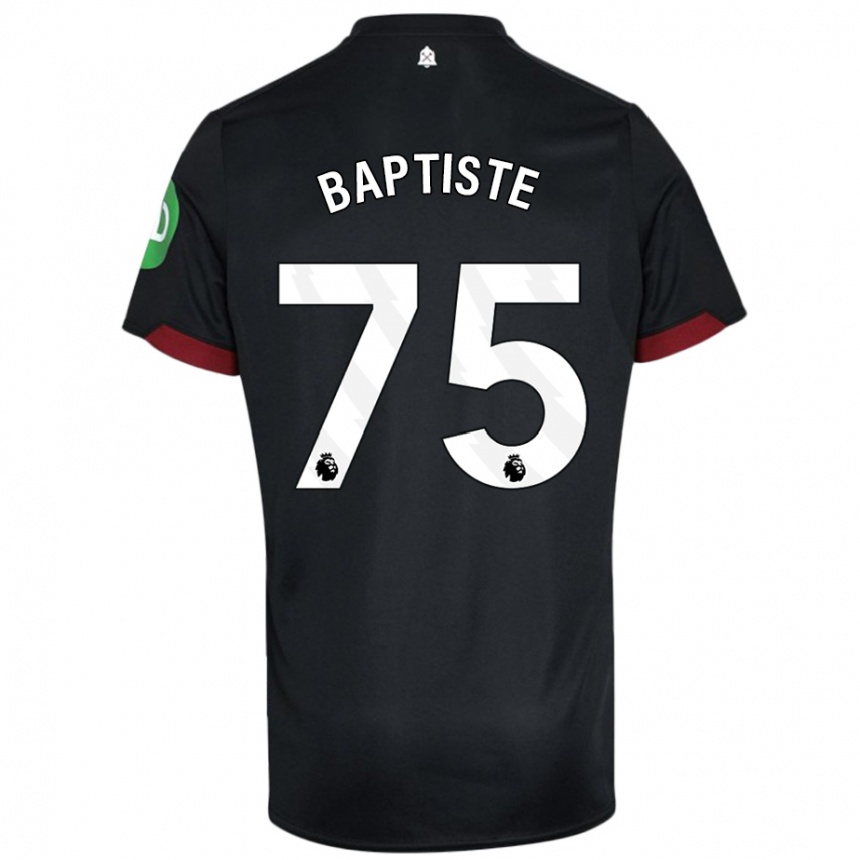 Gyermek Labdarúgás Jamal Baptiste #75 Fekete Fehér Idegenbeli Jersey 2024/25 Mez Póló Ing