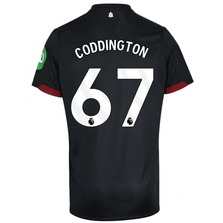 Gyermek Labdarúgás Remy Coddington #67 Fekete Fehér Idegenbeli Jersey 2024/25 Mez Póló Ing