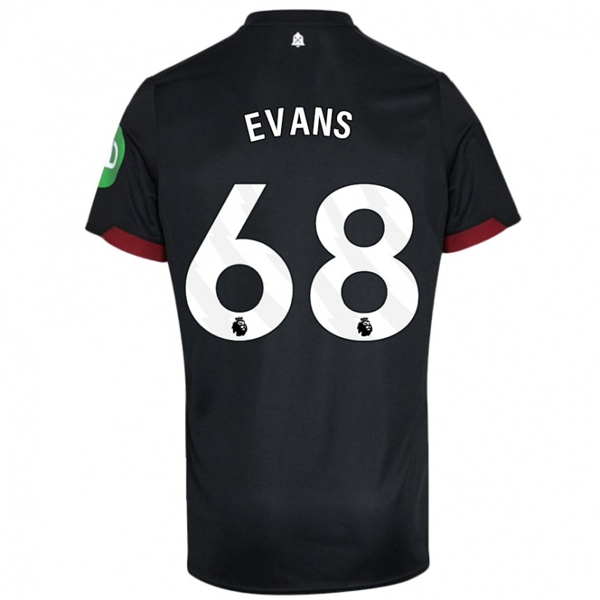 Gyermek Labdarúgás Isaac Evans #68 Fekete Fehér Idegenbeli Jersey 2024/25 Mez Póló Ing