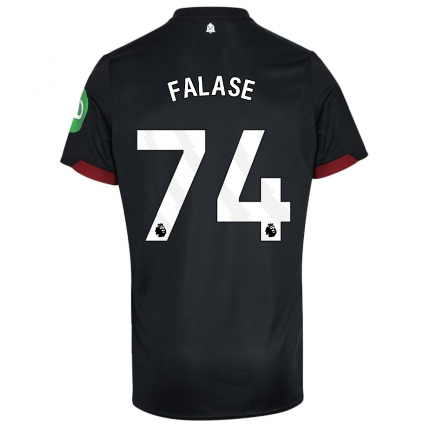 Gyermek Labdarúgás Asher Falase #74 Fekete Fehér Idegenbeli Jersey 2024/25 Mez Póló Ing