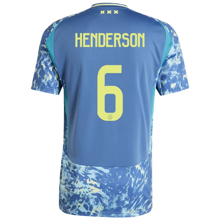 Gyermek Labdarúgás Jordan Henderson #6 Szürke Kék Sárga Idegenbeli Jersey 2024/25 Mez Póló Ing