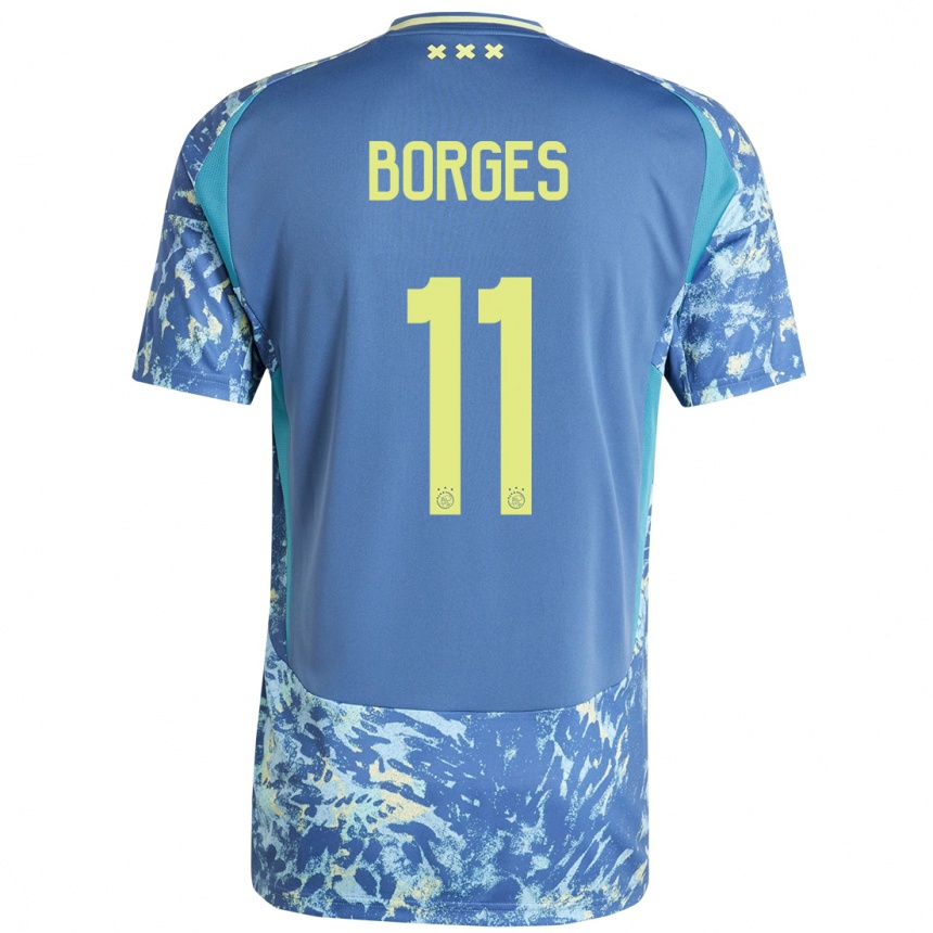 Gyermek Labdarúgás Carlos Forbs #11 Szürke Kék Sárga Idegenbeli Jersey 2024/25 Mez Póló Ing