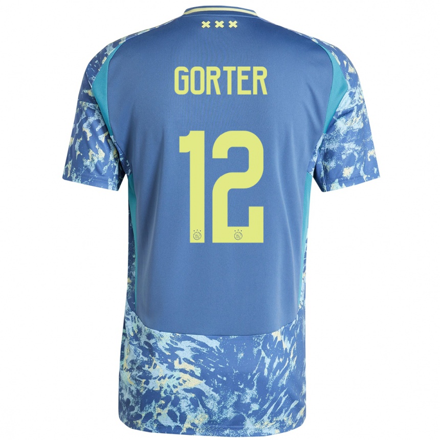 Gyermek Labdarúgás Jay Gorter #12 Szürke Kék Sárga Idegenbeli Jersey 2024/25 Mez Póló Ing