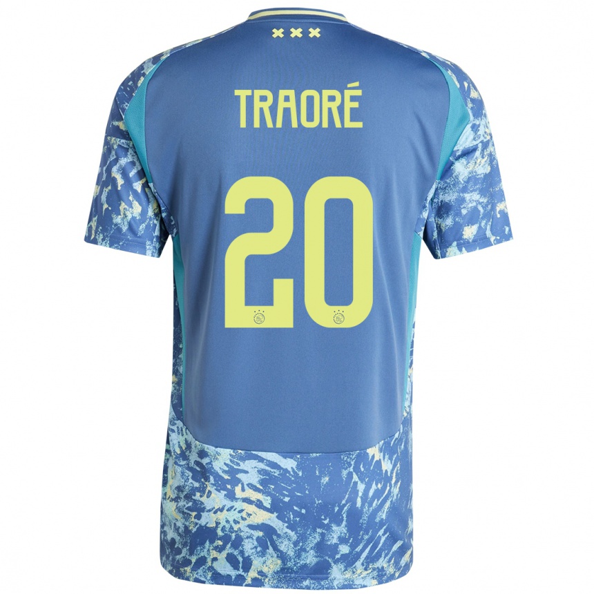 Gyermek Labdarúgás Bertrand Traoré #20 Szürke Kék Sárga Idegenbeli Jersey 2024/25 Mez Póló Ing