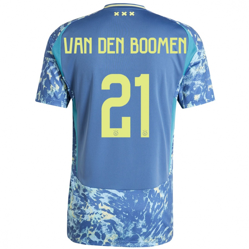 Gyermek Labdarúgás Branco Van Den Boomen #21 Szürke Kék Sárga Idegenbeli Jersey 2024/25 Mez Póló Ing