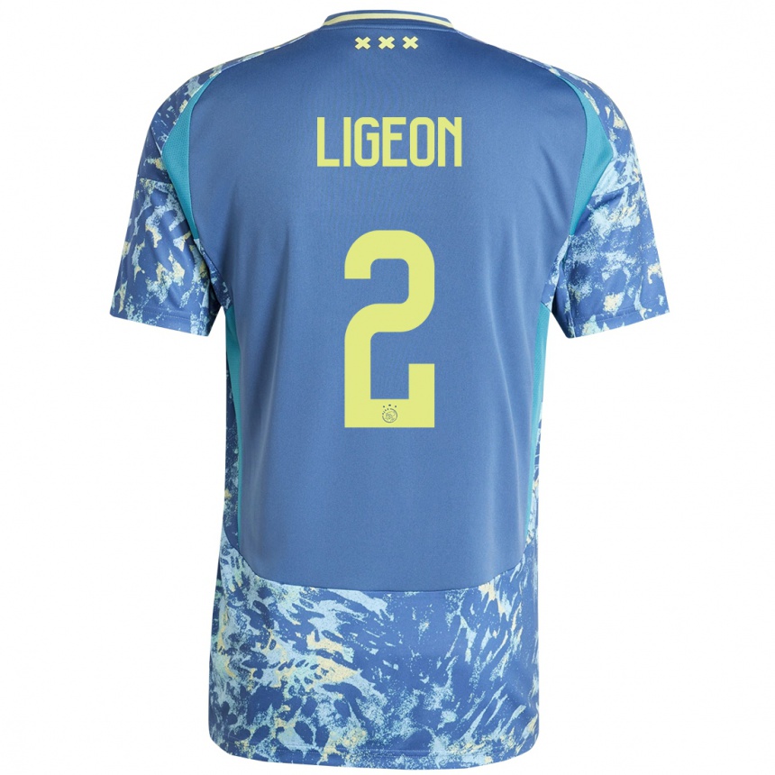 Gyermek Labdarúgás Ruben Ligeon #2 Szürke Kék Sárga Idegenbeli Jersey 2024/25 Mez Póló Ing