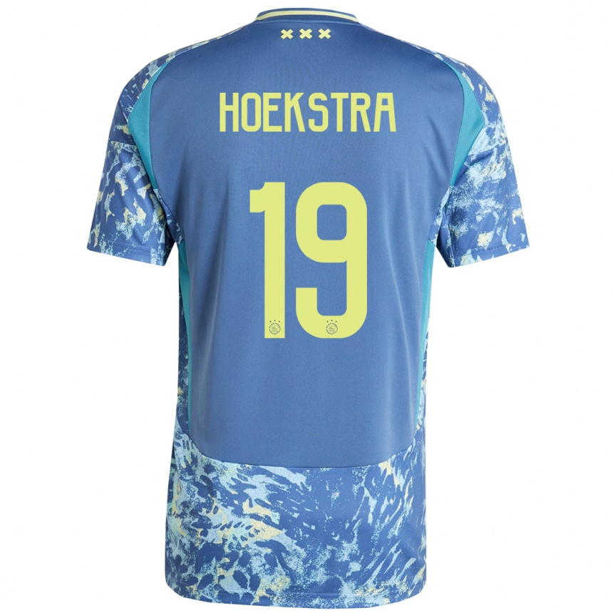 Gyermek Labdarúgás Tiny Hoekstra #19 Szürke Kék Sárga Idegenbeli Jersey 2024/25 Mez Póló Ing