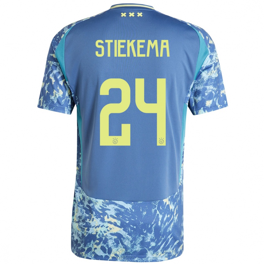 Gyermek Labdarúgás Iris Stiekema #24 Szürke Kék Sárga Idegenbeli Jersey 2024/25 Mez Póló Ing