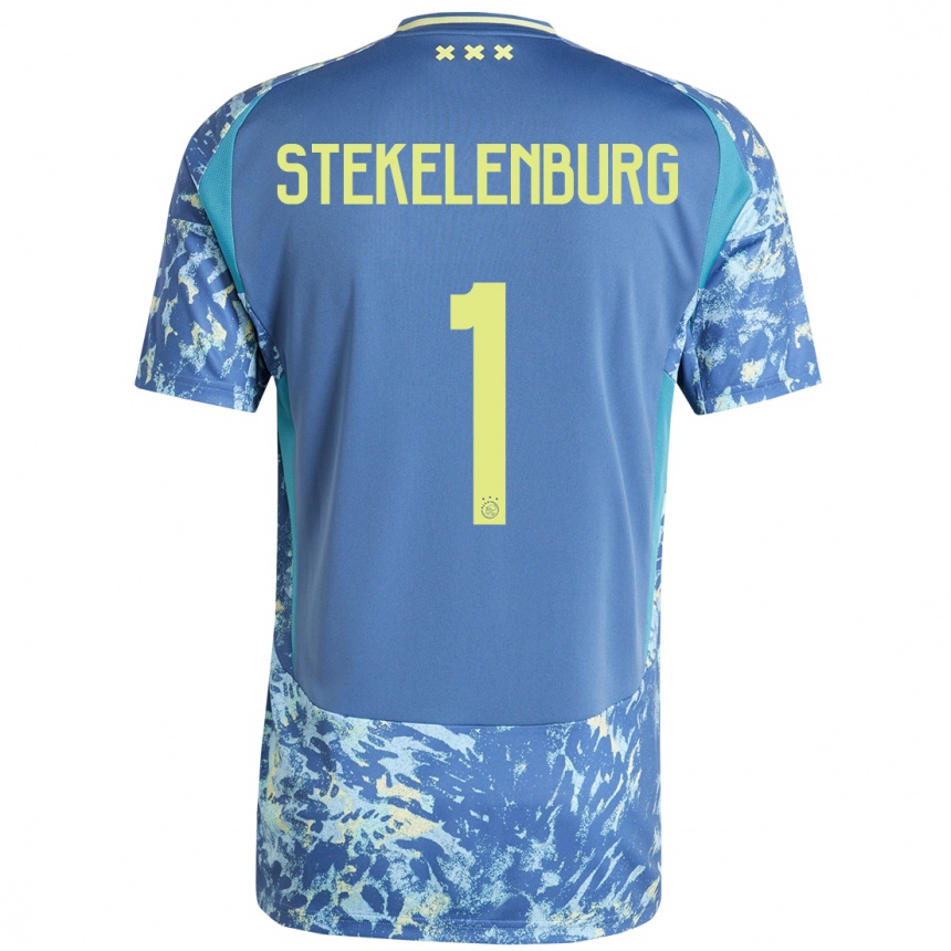 Gyermek Labdarúgás Maarten Stekelenburg #1 Szürke Kék Sárga Idegenbeli Jersey 2024/25 Mez Póló Ing