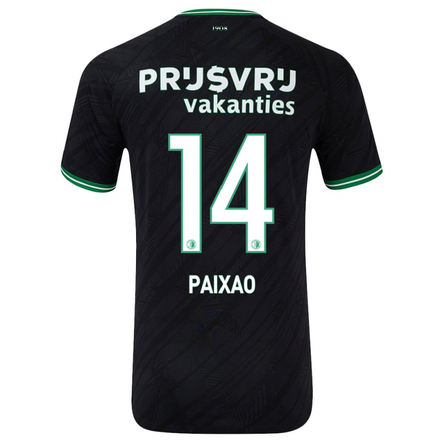 Gyermek Labdarúgás Igor Paixão #14 Fekete Zöld Idegenbeli Jersey 2024/25 Mez Póló Ing