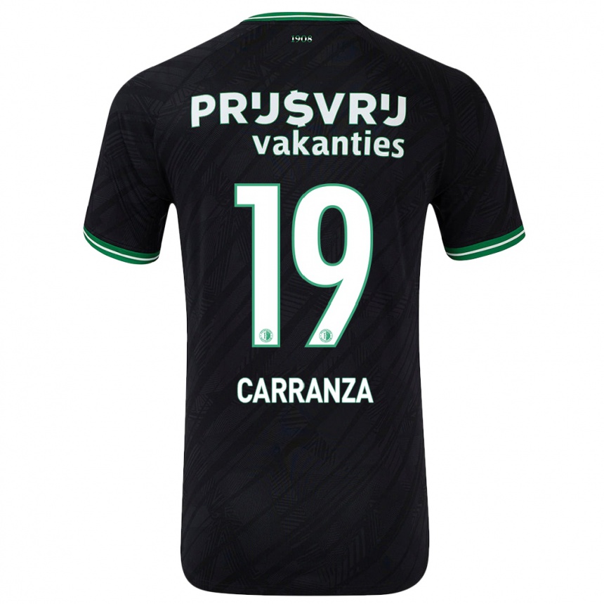 Gyermek Labdarúgás Julián Carranza #19 Fekete Zöld Idegenbeli Jersey 2024/25 Mez Póló Ing