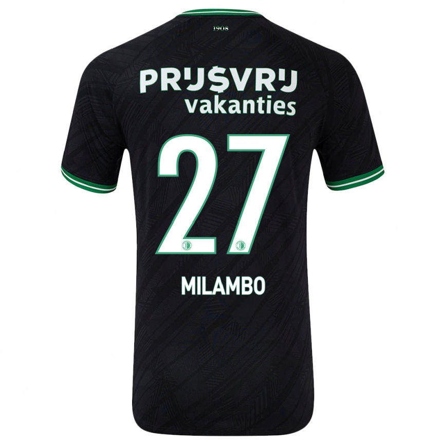 Gyermek Labdarúgás Antoni Milambo #27 Fekete Zöld Idegenbeli Jersey 2024/25 Mez Póló Ing