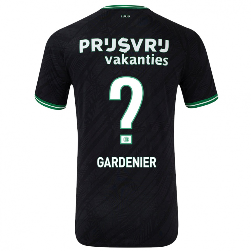 Gyermek Labdarúgás Lucas Gardenier #0 Fekete Zöld Idegenbeli Jersey 2024/25 Mez Póló Ing