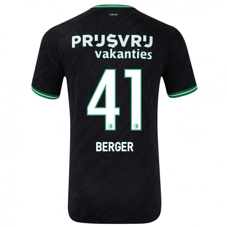 Gyermek Labdarúgás Mannou Berger #41 Fekete Zöld Idegenbeli Jersey 2024/25 Mez Póló Ing