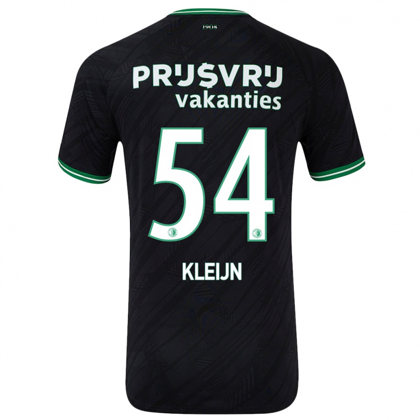 Gyermek Labdarúgás Mike Kleijn #54 Fekete Zöld Idegenbeli Jersey 2024/25 Mez Póló Ing