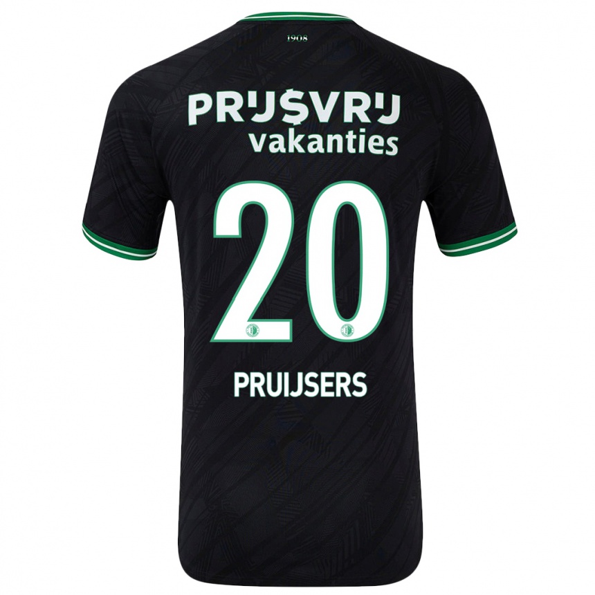 Gyermek Labdarúgás Tom Pruijsers #20 Fekete Zöld Idegenbeli Jersey 2024/25 Mez Póló Ing