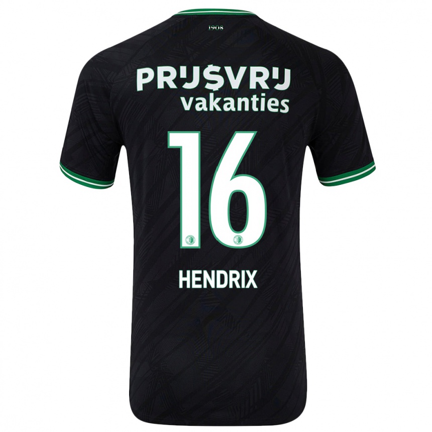 Gyermek Labdarúgás Jorrit Hendrix #16 Fekete Zöld Idegenbeli Jersey 2024/25 Mez Póló Ing