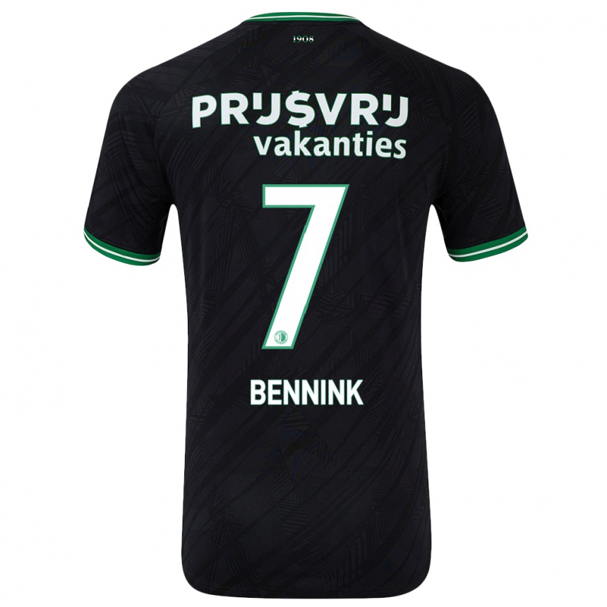 Gyermek Labdarúgás Maxime Bennink #7 Fekete Zöld Idegenbeli Jersey 2024/25 Mez Póló Ing