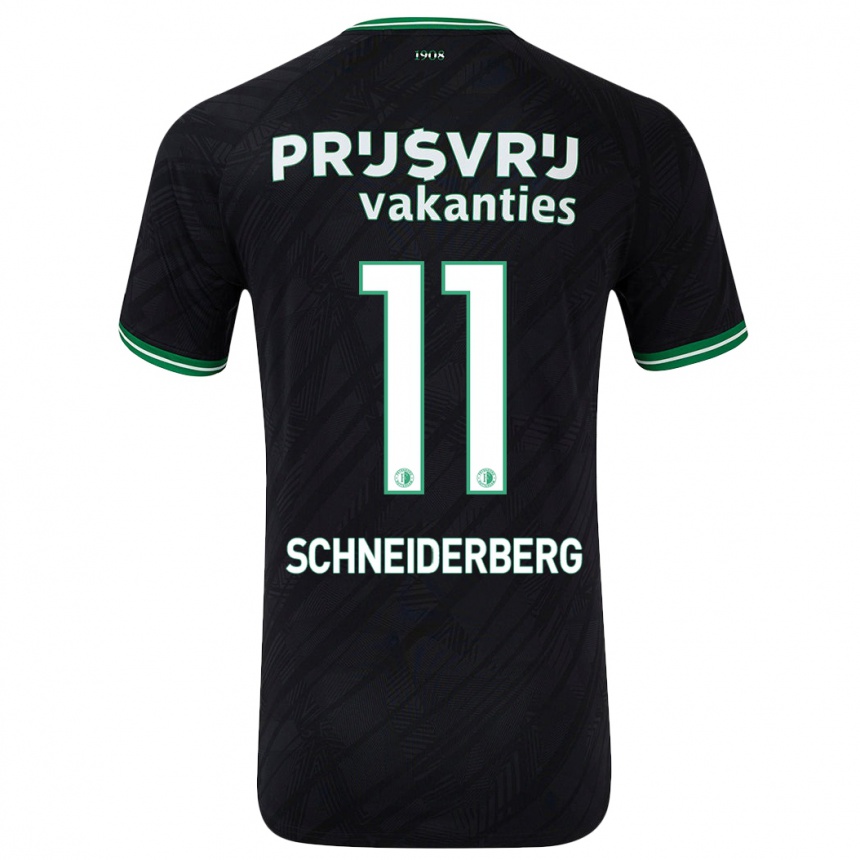 Gyermek Labdarúgás July Schneiderberg #11 Fekete Zöld Idegenbeli Jersey 2024/25 Mez Póló Ing