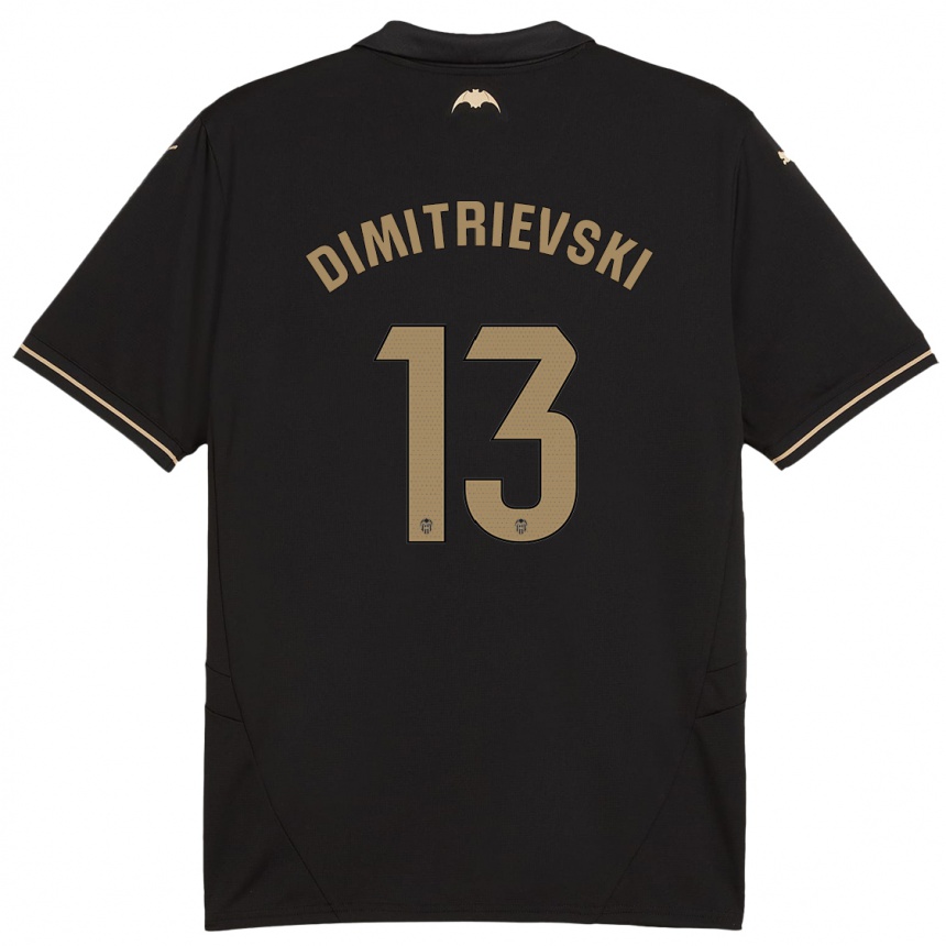 Gyermek Labdarúgás Stole Dimitrievski #13 Fekete Idegenbeli Jersey 2024/25 Mez Póló Ing