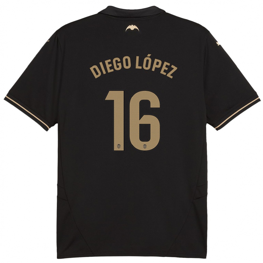 Gyermek Labdarúgás Diego López #16 Fekete Idegenbeli Jersey 2024/25 Mez Póló Ing