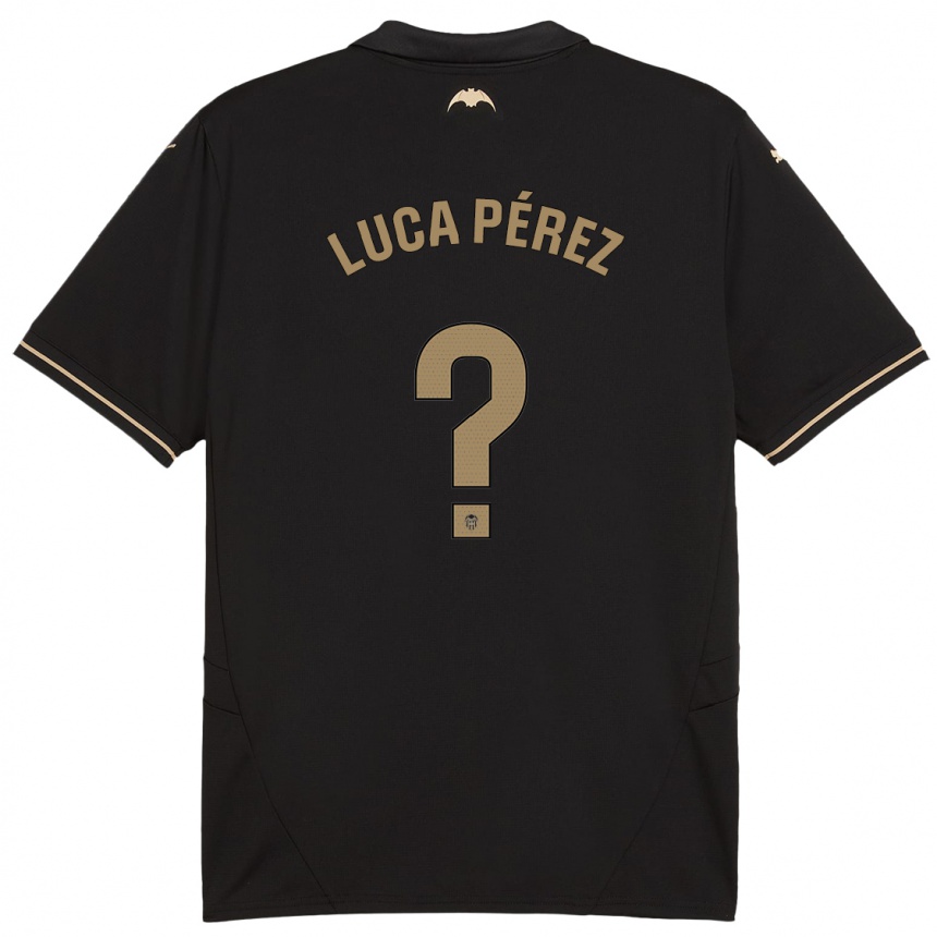 Gyermek Labdarúgás Simón Luca Pérez #0 Fekete Idegenbeli Jersey 2024/25 Mez Póló Ing