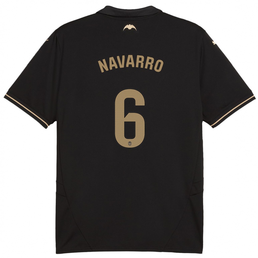 Gyermek Labdarúgás Javi Navarro #6 Fekete Idegenbeli Jersey 2024/25 Mez Póló Ing