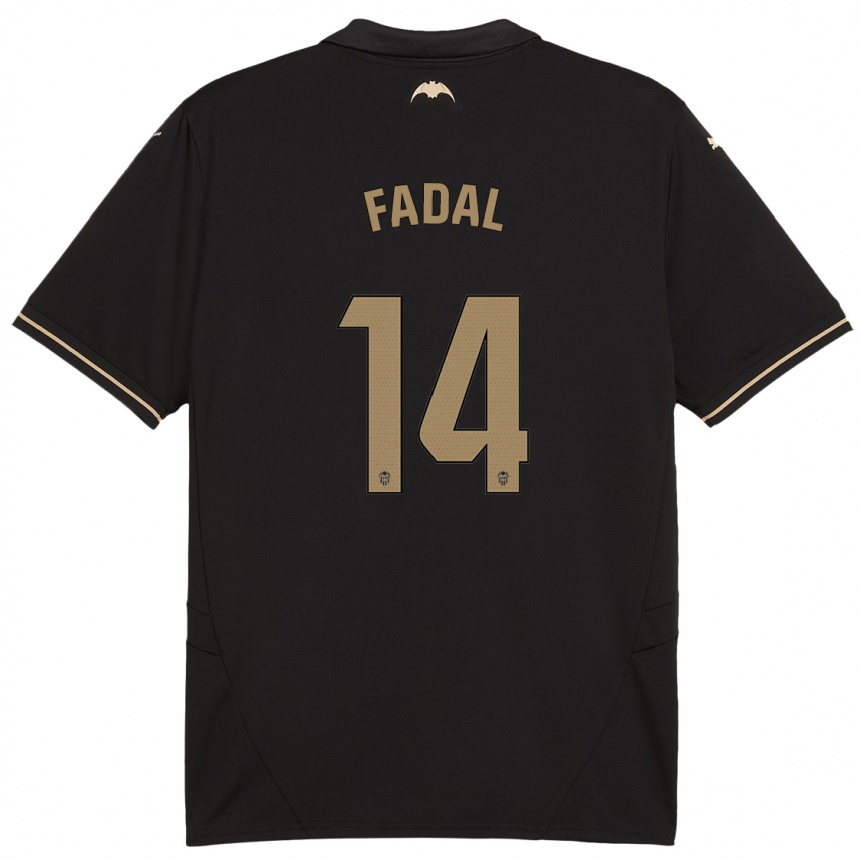 Gyermek Labdarúgás Ali Fadal #14 Fekete Idegenbeli Jersey 2024/25 Mez Póló Ing