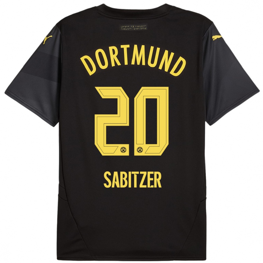 Gyermek Labdarúgás Marcel Sabitzer #20 Fekete Sárga Idegenbeli Jersey 2024/25 Mez Póló Ing