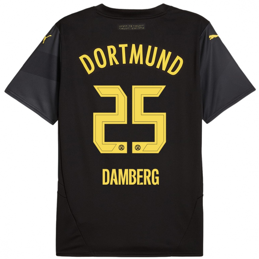 Gyermek Labdarúgás Niclas Damberg #25 Fekete Sárga Idegenbeli Jersey 2024/25 Mez Póló Ing