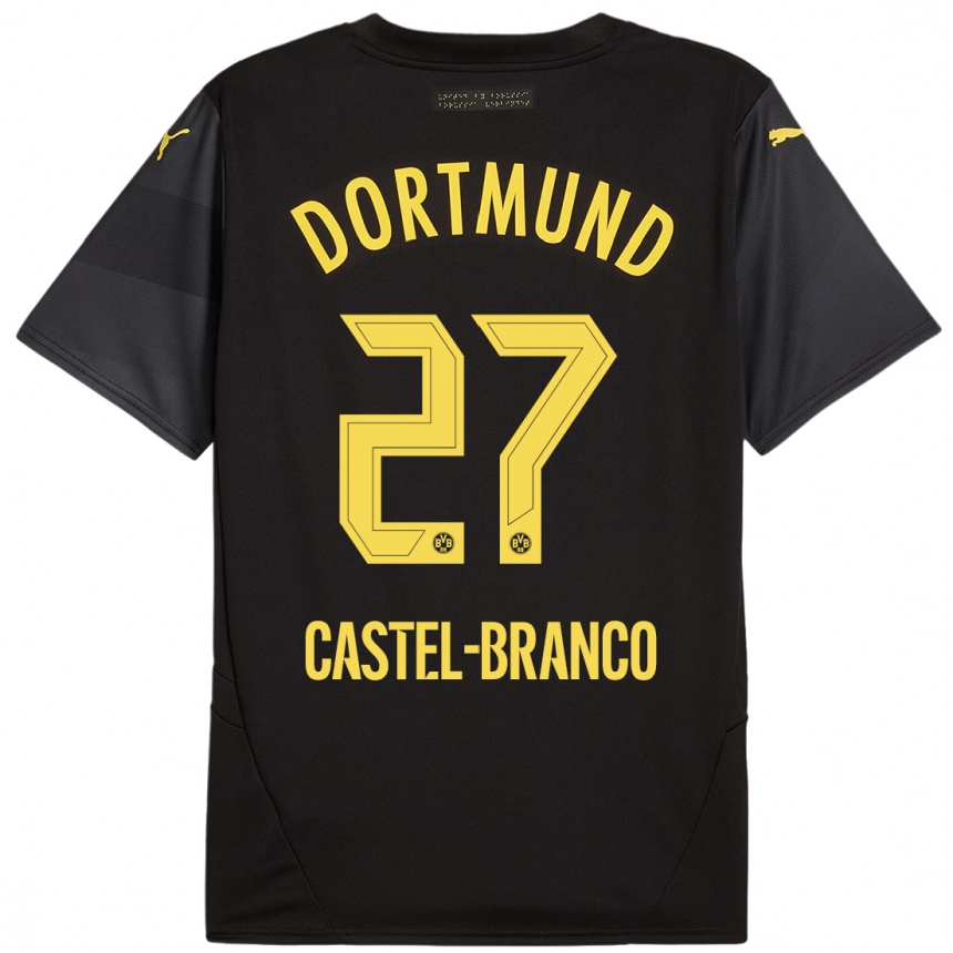 Gyermek Labdarúgás Diego Castel-Branco #27 Fekete Sárga Idegenbeli Jersey 2024/25 Mez Póló Ing