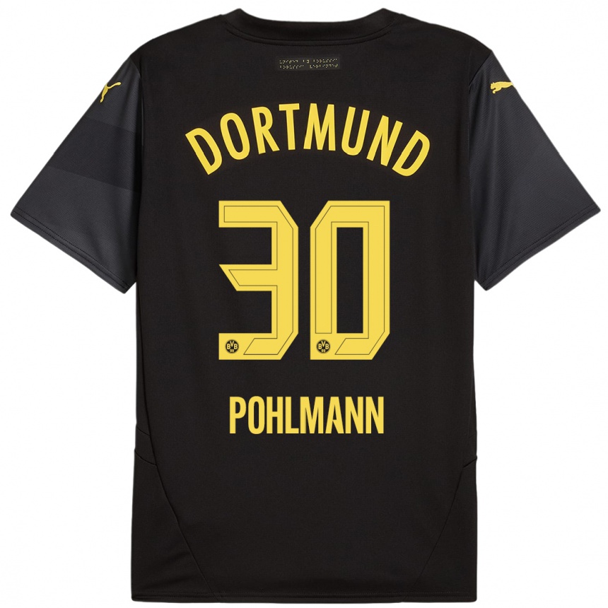 Gyermek Labdarúgás Ole Pohlmann #30 Fekete Sárga Idegenbeli Jersey 2024/25 Mez Póló Ing