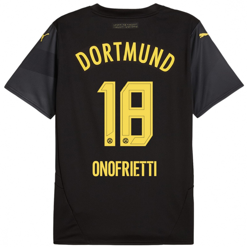 Gyermek Labdarúgás Vincenzo Onofrietti #18 Fekete Sárga Idegenbeli Jersey 2024/25 Mez Póló Ing