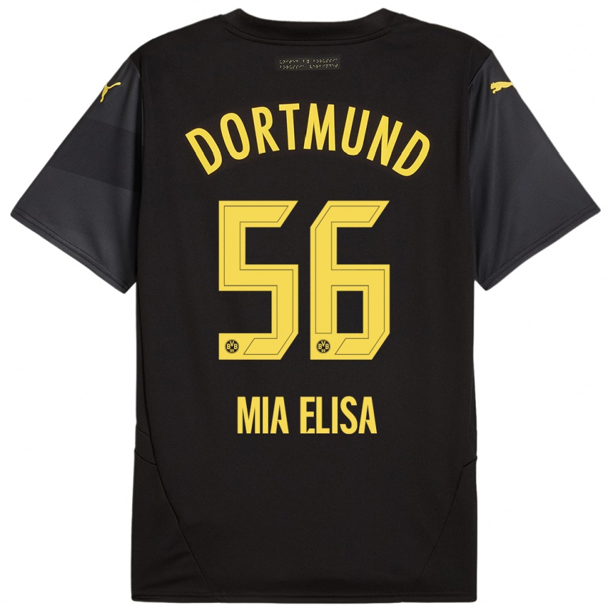 Gyermek Labdarúgás Bomnuter Mia Elisa #56 Fekete Sárga Idegenbeli Jersey 2024/25 Mez Póló Ing