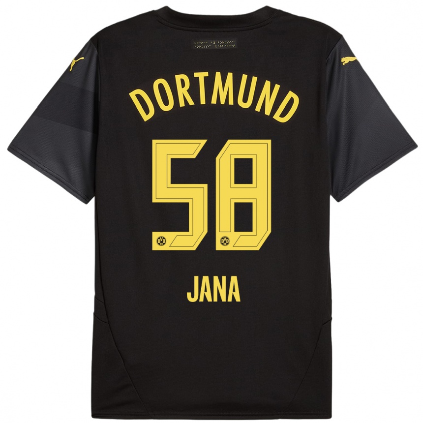 Gyermek Labdarúgás Nordberg Jana #58 Fekete Sárga Idegenbeli Jersey 2024/25 Mez Póló Ing