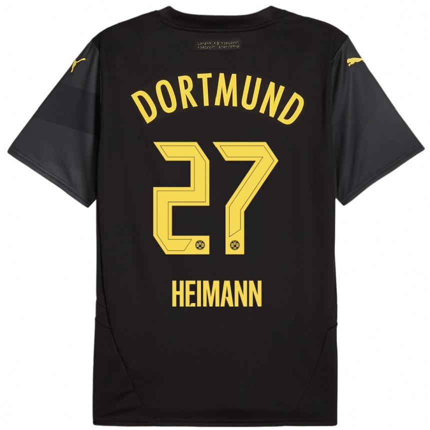 Gyermek Labdarúgás Wesley Heimann #27 Fekete Sárga Idegenbeli Jersey 2024/25 Mez Póló Ing