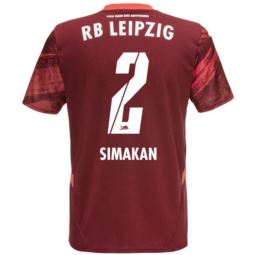 Gyermek Labdarúgás Mohamed Simakan #2 Burgundia Idegenbeli Jersey 2024/25 Mez Póló Ing