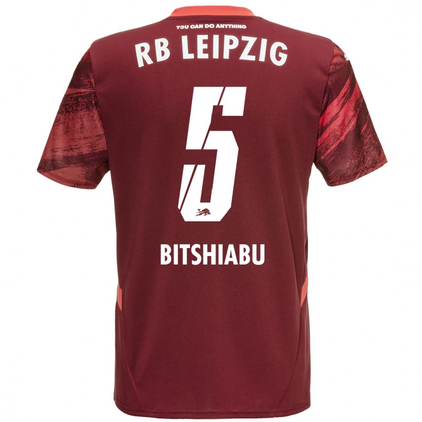 Gyermek Labdarúgás El Chadaille Bitshiabu #5 Burgundia Idegenbeli Jersey 2024/25 Mez Póló Ing