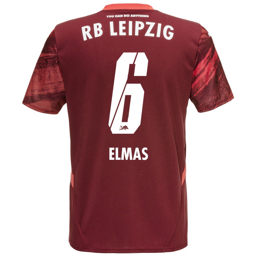 Gyermek Labdarúgás Eljif Elmas #6 Burgundia Idegenbeli Jersey 2024/25 Mez Póló Ing