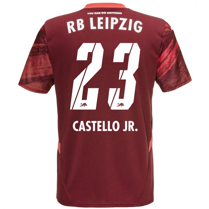 Gyermek Labdarúgás Castello Lukeba #23 Burgundia Idegenbeli Jersey 2024/25 Mez Póló Ing