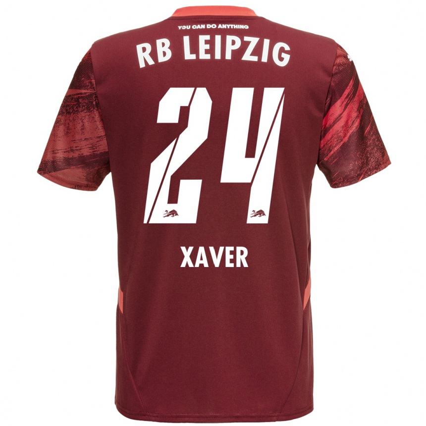 Gyermek Labdarúgás Xaver Schlager #24 Burgundia Idegenbeli Jersey 2024/25 Mez Póló Ing