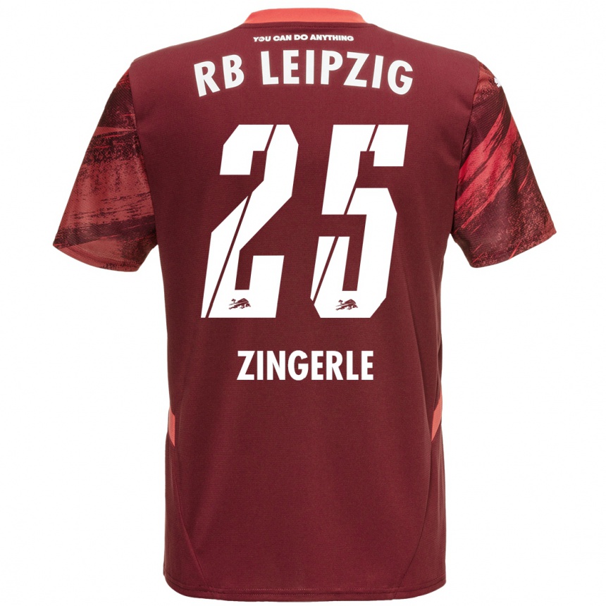 Gyermek Labdarúgás Leopold Zingerle #25 Burgundia Idegenbeli Jersey 2024/25 Mez Póló Ing