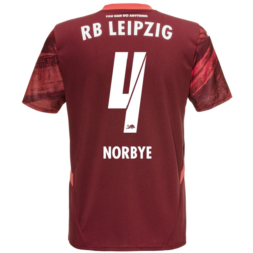 Gyermek Labdarúgás Jonathan Norbye #4 Burgundia Idegenbeli Jersey 2024/25 Mez Póló Ing