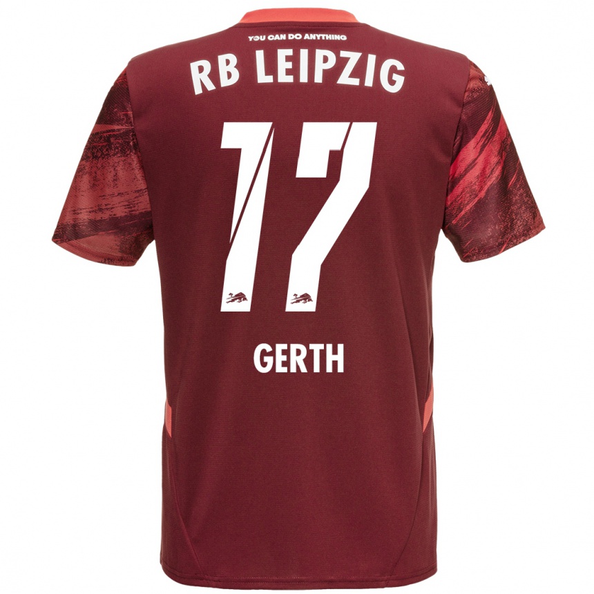 Gyermek Labdarúgás Amos Gerth #17 Burgundia Idegenbeli Jersey 2024/25 Mez Póló Ing