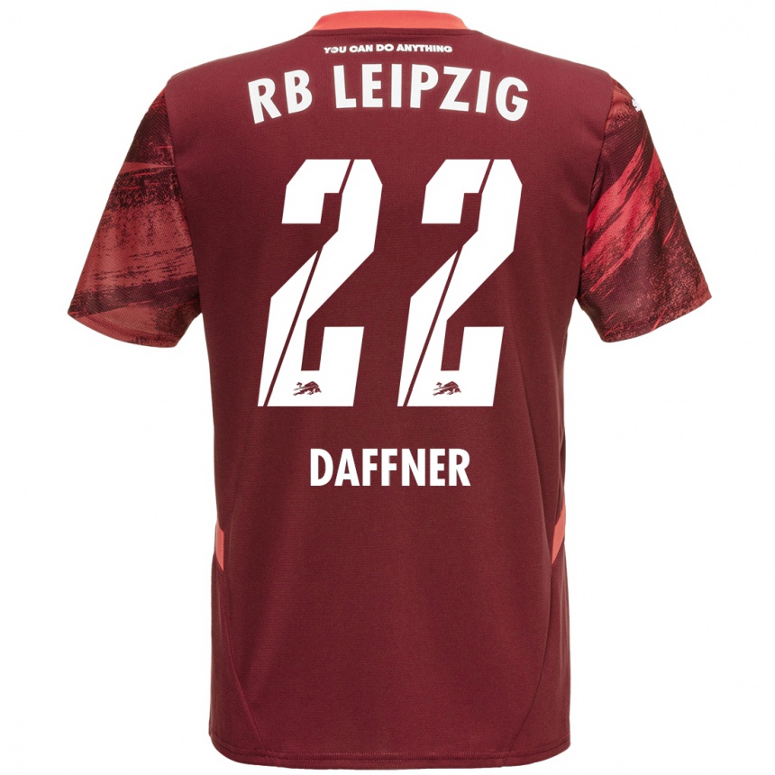 Gyermek Labdarúgás Felix Daffner #22 Burgundia Idegenbeli Jersey 2024/25 Mez Póló Ing